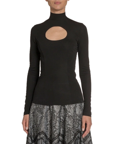 Andrew Gn Keyhole-front Jersey Top In Black