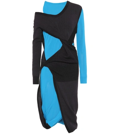 Bottega Veneta Two-tone Cutout Jersey Midi Dress In Black