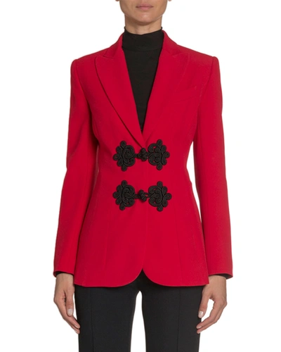 Andrew Gn Lace-embroidered Tie-back Jacket In Red