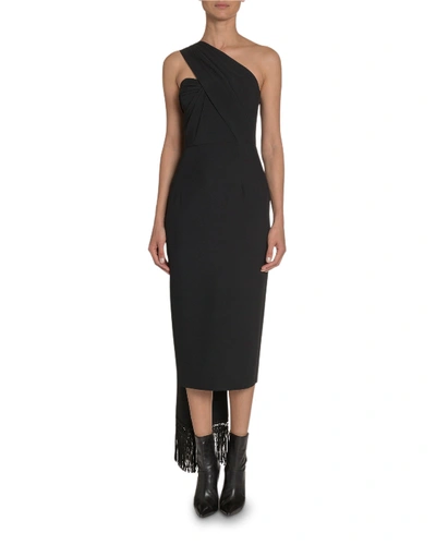 Andrew Gn One-shoulder Draped Jersey Dress In Black