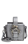 Ganni Metallic Square Bucket Bag In Dark Silver