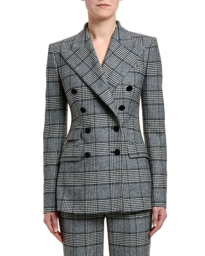 Dolce & Gabbana Prince Of Wales Double-breasted Jacket In Black Pattern