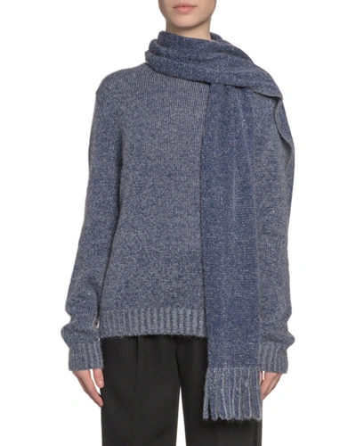Marc Jacobs Cashmere Scarf-neck Sweater In Blue