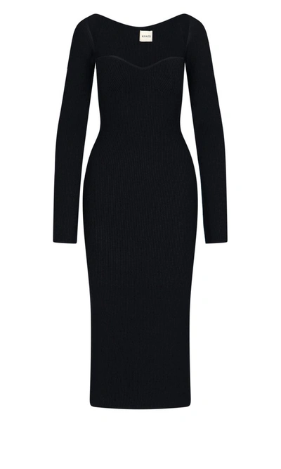 Khaite Beth Stretch Viscose Bustier Midi Dress In Black