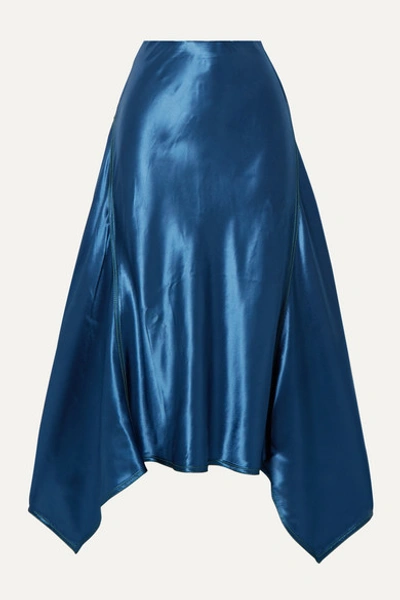 Sies Marjan Fluid Satin Handkerchief Midi Skirt In Blue