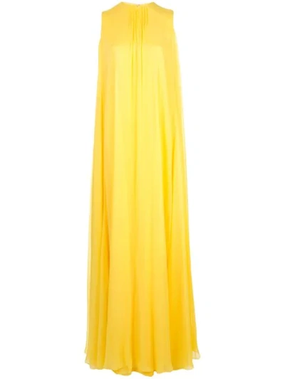 Carolina Herrera Silk Overlay Column Gown In Taxi Cab