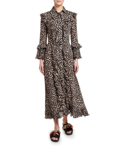 Double J Animal-print Long Fancy Dress In Leopard