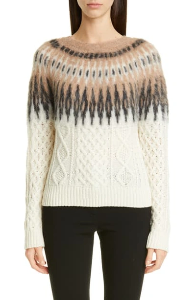 Altuzarra Fairisle Wool-cashmere High-neck Sweater In Ivory