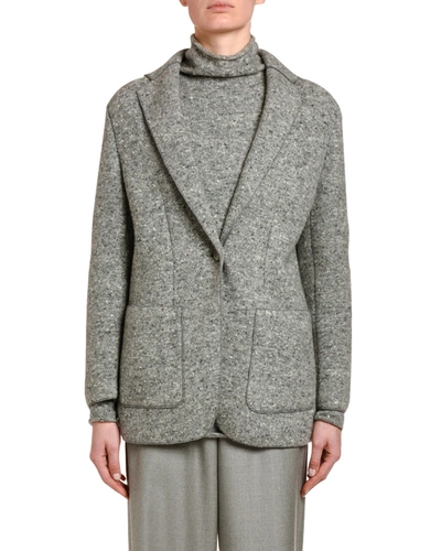 Agnona Tweed Oversized Jacket In Gray