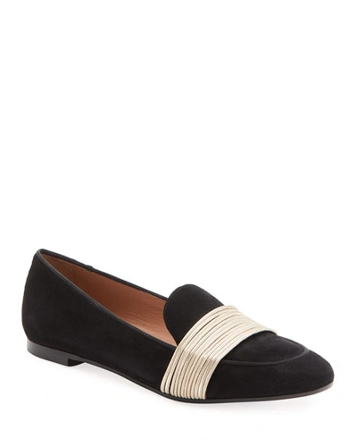 Aquazzura Rendez Vous Moccasin Loafers In Black/gold