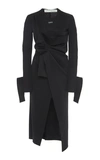 Off-white Jersey Wrapped Tie-front Midi Shirtdress In Black