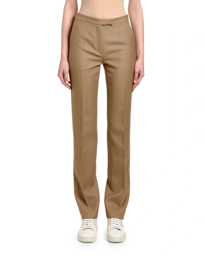 Agnona Wool Gabardine Wide-leg Pants In Brown/gray