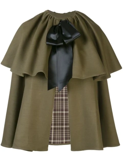 Adam Lippes Double-face Wool Tiered Cape In Green