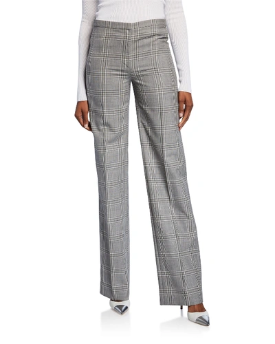 Narciso Rodriguez Plaid Straight-leg Trousers In Gray/white