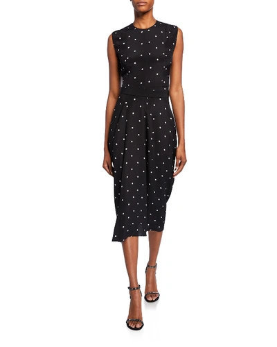 Narciso Rodriguez Polka Dot Silk Midi Dress In Black/white