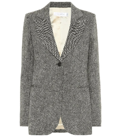 Victoria Beckham Donegal Tweed Blazer In Grey
