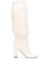 Jimmy Choo Maxyn 85 Latte Soft Nappa Leather Knee Boots In White