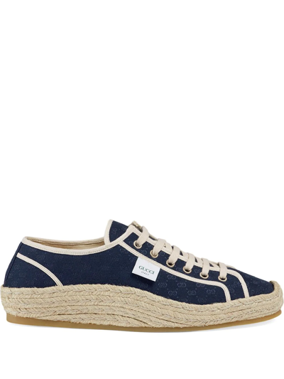 Gucci Gg-jacquard Espadrille Trainers In Blue