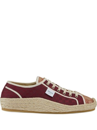 Gucci Gg-jacquard Espadrille Trainers In Bordeaux