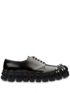 Prada Studded Cleated-sole Brushed-leather Trainers In Black