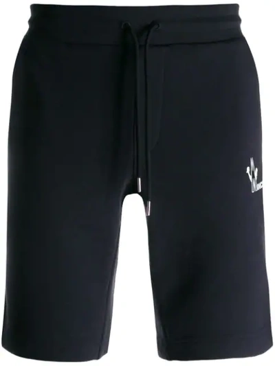 Moncler Logo-print Cotton-jersey Sweat Shorts In Navy