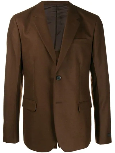 Prada Single-breasted Virgin Wool Blazer In Brown