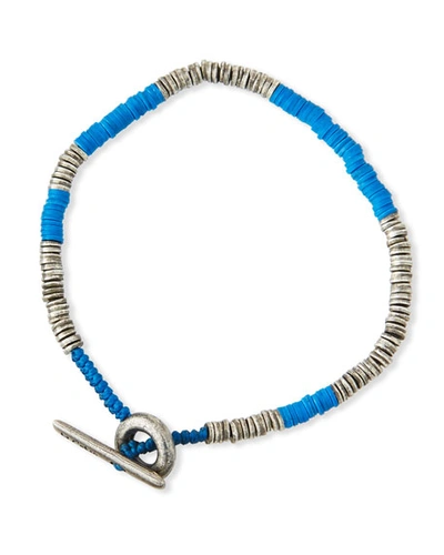 M Cohen Men's Sterling Silver & Bead Disc Bracelet, Blue