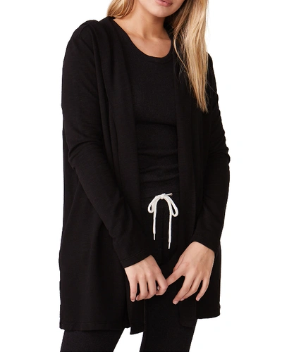 Monrow Super-soft Hooded Cardigan In Black