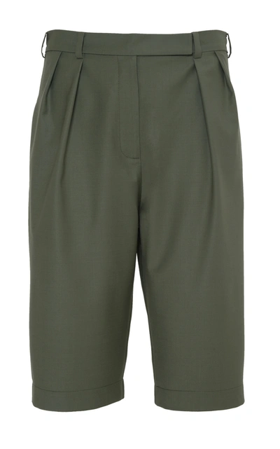 Anouki Prince Of Wales Wool-effect Shorts In Green