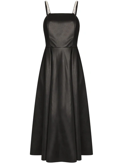 Anouki Crystal-embellished Leather-effect Midi Dress In Black