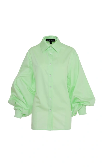 Anouki Open-back Cotton Shirt In Green