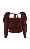 Anna October Rachel Tie-accented Wool-knit Sweater In Burgundy