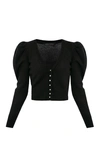 Anna October Clare Wool-blend Cardigan In Black