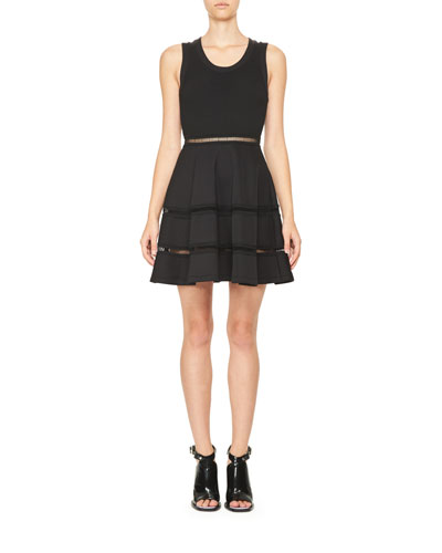 Carven Sleeveless Jersey & Ponte Mini Circle Dress, Black | ModeSens