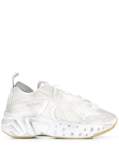 Acne Studios Manhattan Tumbled Low-top Sneakers In White,grey