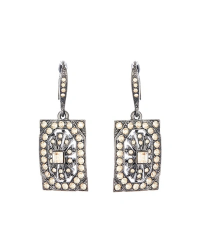 Oscar De La Renta Multi-crystal Square Drop Earrings In Silver