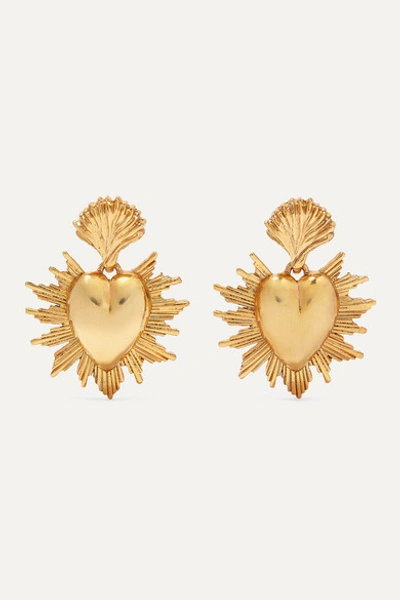 Oscar De La Renta Sacred Heart Gold-tone Earrings