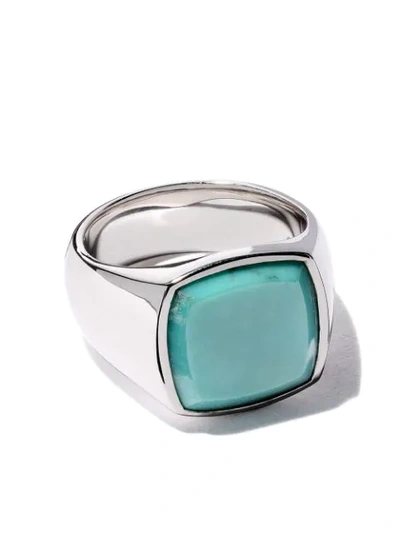 Tom Wood 'cushion Turquoise' Silver Signet Ring - Size 56