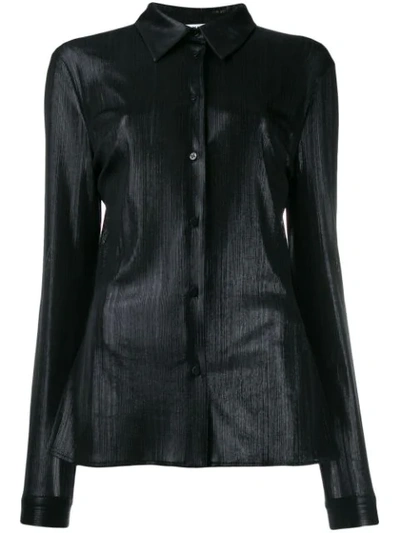 Msgm Metallized Long-sleeved Shirt In Black