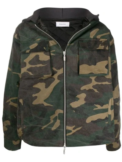 Rhude Camouflage Hooded Jacket In Camou (green)