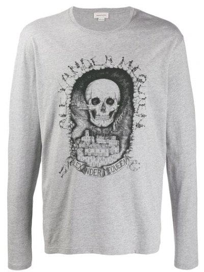 Alexander Mcqueen Skull Print T-shirt In Grey