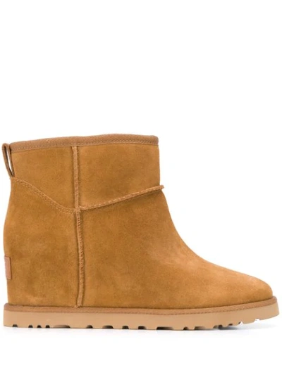 Ugg Classic Femme Mini Suede Wedge Boots In Brown