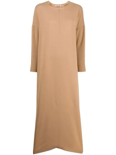 Agnona Oversized Kaftan Dress In Brown