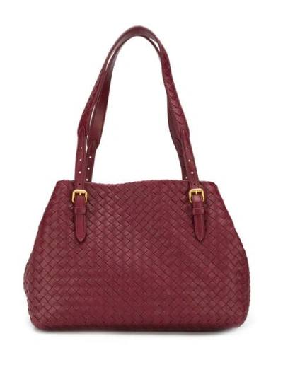 Bottega Veneta Intrecciato Shoulder Bag In Red