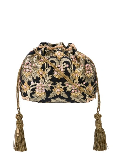 Etro Mini Floral Jacquard Bucket Bag In Gold