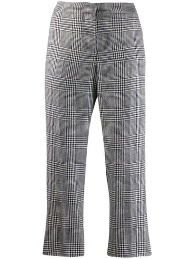 Alexander Mcqueen Cropped Check Trousers In Black
