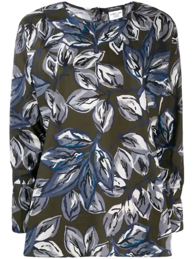 Max Mara 's  Bluse Mit Blumen-print - Grün In Green