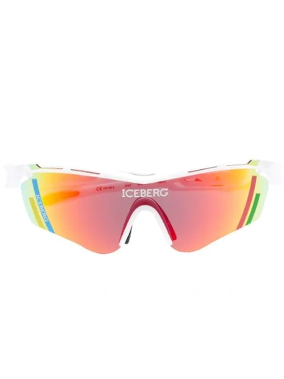 Iceberg Logo Sport Sunglasses - White