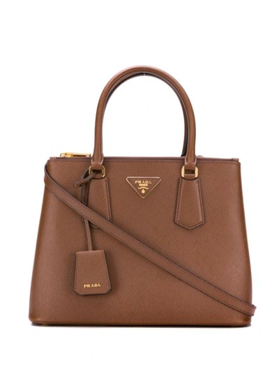Prada Galleria Top Handle Bag In Brown