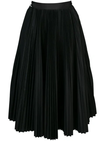 Sacai Pleated Asymmetric Skirt In Black